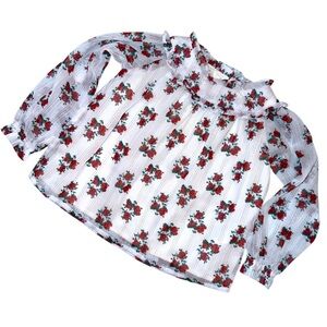 Janie and Jack 18–24 Months Floral Ruffle Blouse NWT Red Rose Top